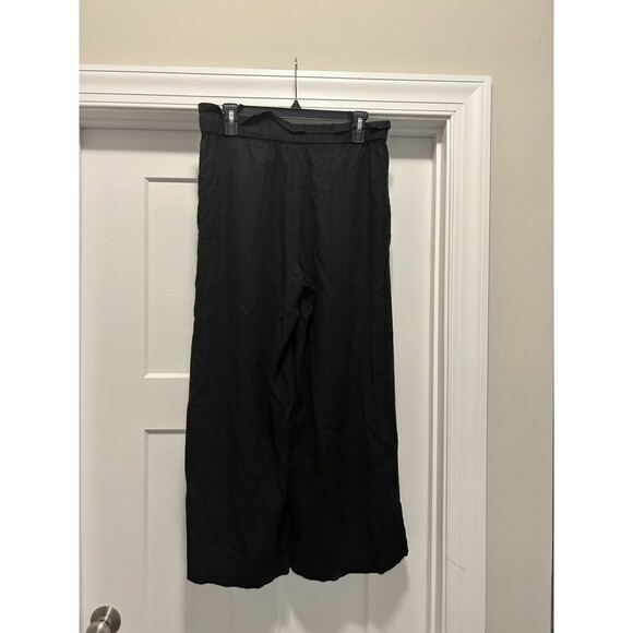 Ann Taylor Loft Women's Size Medium Pants Black Linen Blend Wide Leg Pull On - Picture 7 of 8